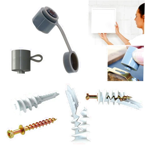 Ansoon Drywall Plastic Self-Drilling Anchors with Double-Headed Wall Picture Hangers Screw, Picture Hanging Fastener Locations Marker and Leveling Tool Kit