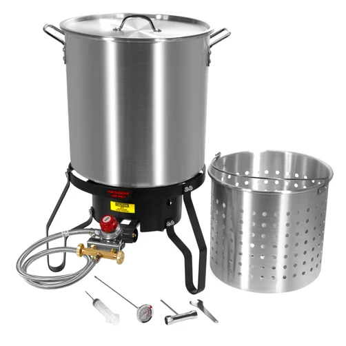 Barton 52Qt Turkey Deep Fryer w/High Pressure Burner All Purpose Aluminum 80,000 BTU Outdoor Boiler Roaster Clam Bake Crawfish Pot Boiling Lid Seafood Cajun Gas Stove Burner Stand Injector