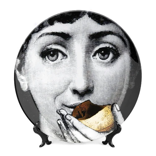 GETLF Lina Cavalieri Plate, Wall Decorative Plate, Mysterious Face Plate Wall Hanging Decoration,Including Bracket and Special Spring Hook,A20,8inch