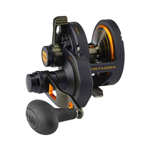 PENN Fishing Penn Fathom Lever Drag 2 Speed Conventional Fishing Reel, Black Gold, 15XN (FTH15XNLD2)