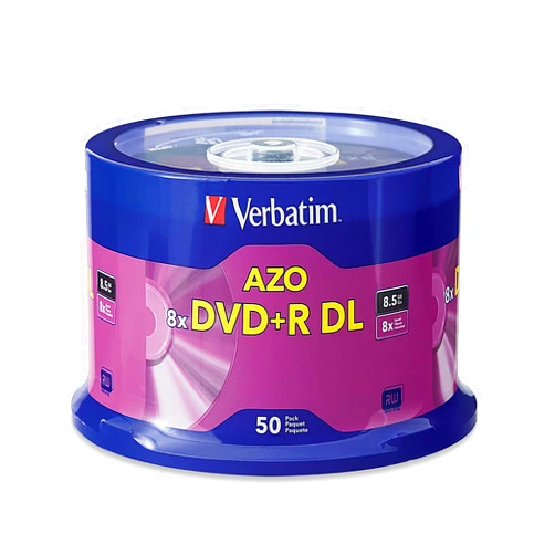 Verbatim DVD+R DL 8.5GB 8X with Branded Surface - 50pk Spindle, 50 - Disc