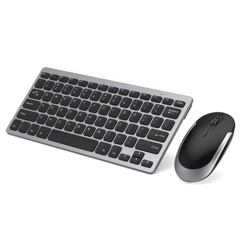 VssoPlor Compact Wireless Keyboard Mouse, 2.4GHz Ultra Thin Small Wireless Keyboard Mouse Combo for Desktop, Laptop (Black and Gray)