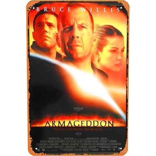 Ysirseu ARMAGEDDON Original DS ADV One sheet Movie poster Bruce Willis Liv Tyler Movie Poster,Metal Tin Sign,Vintage Style Classic Old Film Poster Wall Ornament Coffee Bar Restaurant Man Cave Wall Decor,Size