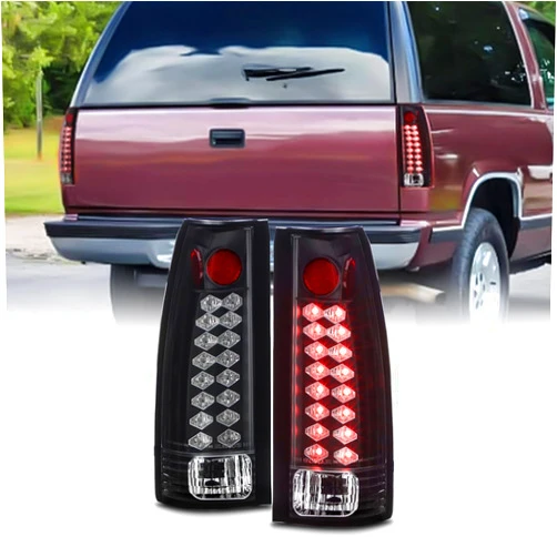 AKKON - For Chevy C/K C10 Tahoe GMC Jimmy Sierra Suburban Yukon Pickup Truck Black LED Tail Lights Brake Lamps
