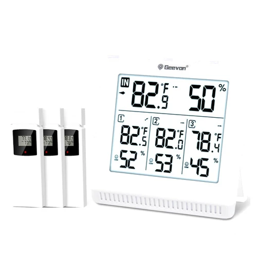Geevon Indoor Outdoor Thermometer Wireless with 3 Remote Sensors, Digital Hygrometer Thermometer, Temperature Gauge Humidity Monitor with Backlight, 200FT/60M Transmission Range