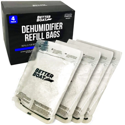 Better Boat 4 Pack Moisture Absorber Refill Bags, Unscented and Fragrance-Free Pellet Packs, Dehumidifier Refills for Buckets, Ideal for Eliminating Odors and Damp Air in Basement, Closet, Home, RV, and Boating