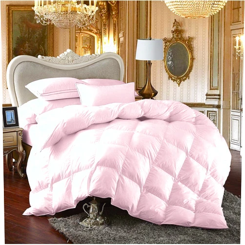 AnexLinen 100% Egyption Cotton Comforter 500 GSM Fill Power All Season Baby Pink-Oversized King (120