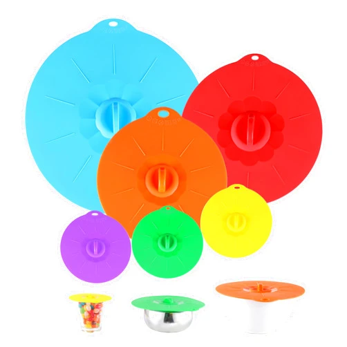 Ohola KITCHEN SUPPLIES 6PCS Silicone Lids, OHOLA Microwave Splatter Cover, 4 Sizes Reusable Silicone Lids Covers for Cups, Bowls, Food Storage, Pots and Pans, Heat-Resistant, Dishwasher Safe (6 Colors)