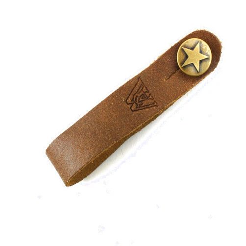 Walker & Williams Walker And Williams AT-1-DBRN Distressed Brown Premium Leather Acoustic Guitar Strap Button Headstock Adaptor For Acoustic, Electric, And Bass Guitars