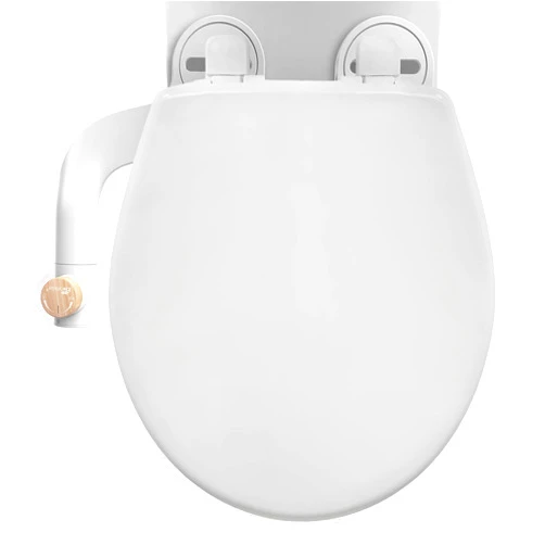 Bio Bidet | Essential Attachment Plus Bemis Bidet Easy to Install, Brass Inlet and Internal Valve, Round, White