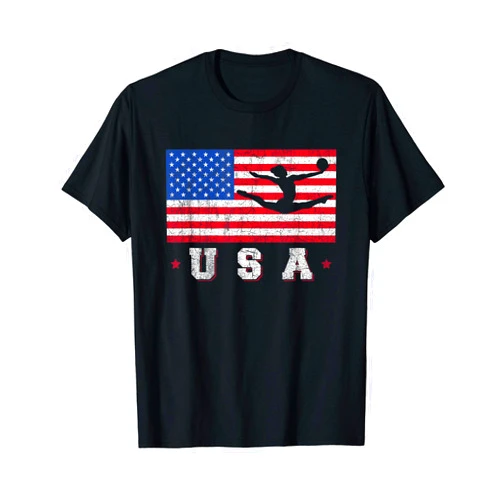 GymnastLuvv Threads Patriotic Sports Gift American USA Flag Girls Gymnastics T-Shirt