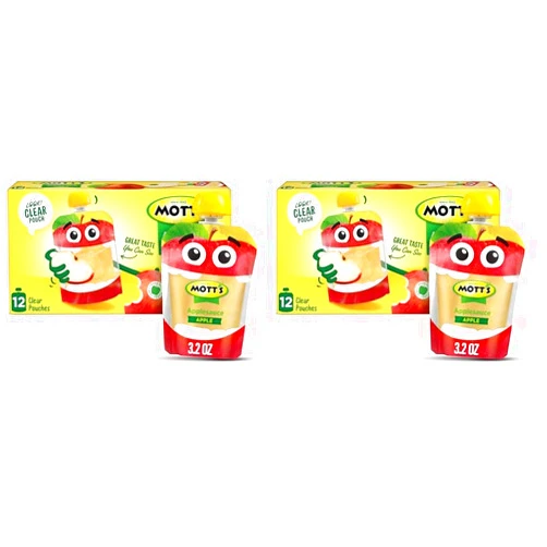 Mott's Original Applesauce, 3.2 oz clear pouches, 12 count (Pack of 2)