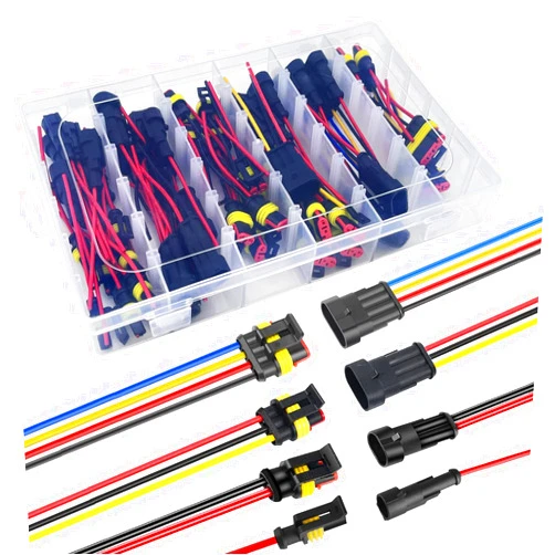 Twippo 20 AWG Waterproof Wire Connectors Automotive Electrical Connectors Quick Disconnect Wire Connectors 1/2/3/4 Pin with 20 Gauge Wire (26 Kits)