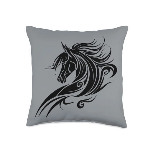 Best Tribal Tattoo Designs I Trends I Born for Art Horse Head Vector Wild Animal Sport Riding Fan Love Nature Throw Pillow