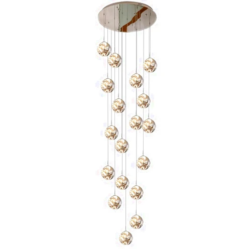 Ezalor Modern Raindrop Chandelier Staircase LED Glass Ball Pendant Lighting Chrome Base Long Chandelier Adjustable Height Loft Ceiling Light for High Ceilings Living Room Villa,Chrome,10 Lights
