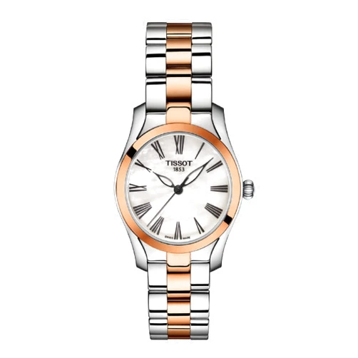 Tissot womens T-Wave Stainless Steel Dress Watch Grey|Rose Gold T1122102211301