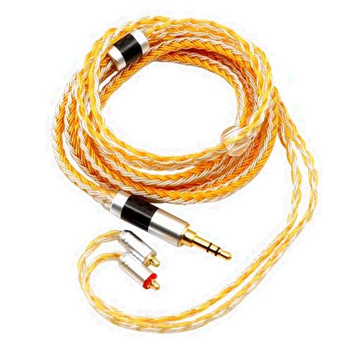 Linsoul Tripowin Zonie IEM Cable, 16 Core Silver Plated Earphone Upgraded Cords, 1.25m SPC in Ear Monitor Cable for 7HZ Timeless AE TINHIFI T2 PRO T3 T4(MMCX, 3.5mm)(Gold)