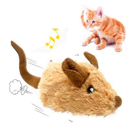 Gigwi Interactive Cat Toys for Indoor Cats, Cat Mouse Toys with Electronic Realistic Squeaky Sound, Automatic Moving Kitten Toys Electric Mice Toy Self Play Exercise(Brown Ear)