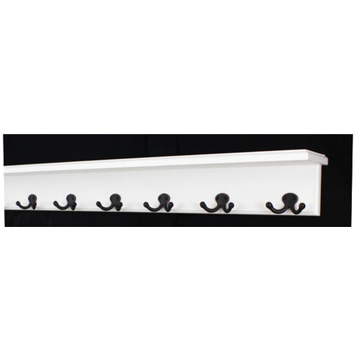 PegandRail White Shelf Coat Rack with Aged Bronze Double Style Hooks (31