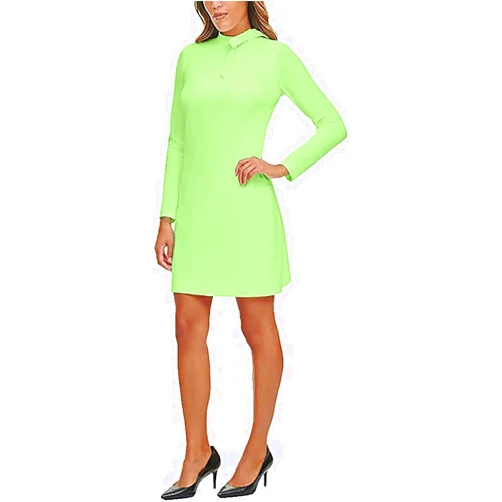 Calvin Klein Women's Long Sleeve Dress with Tie Neck Detail, Cel, 6