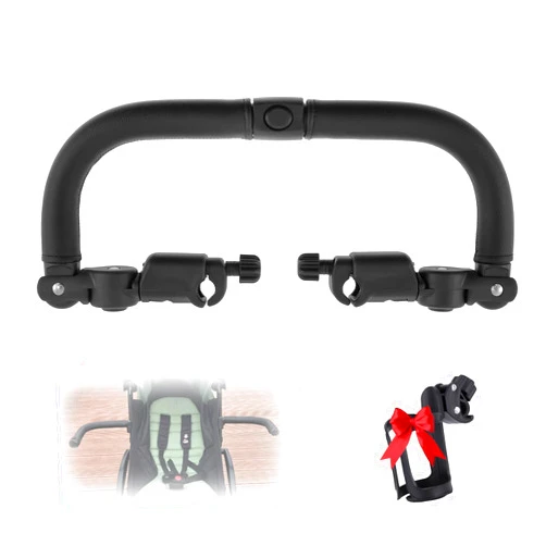 HongTuShop Stroller Bumper Bar, Universal Baby Stroller Armrest for Adjustable Angle & Dual-Mode Open, Detachable Stroller Bar Handle Crossbar Stroller Accessory for Support and Safe