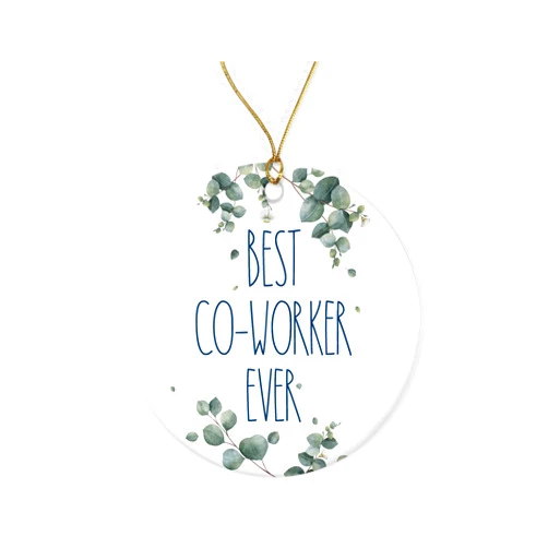 DiandDesignGift Co-Worker Ornament, Best Ever Christmas Gift for Co-Worker, Birthday Gift, Anniversary, Ceramic Ornament Printed on Both Sides, ORN-48TLUG1YM9-Printed-on-Both-Sides, White