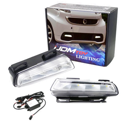 iJDMTOY LED Daytime Running Lamps Kit Compatible With 2013-2015 LCI Smart Fortwo (W451), Includes LH RH OEM Spec LED DRLs, Module Box & Wiring Kit