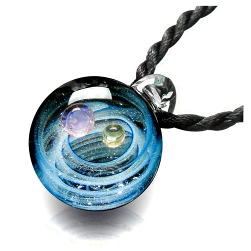 Jovivi Unique Design Glass Universe Ball Necklace Galaxy Planet Pendant Nebula Ribbon Vortex Cosmos Series