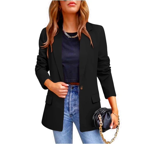 CRAZY GRID Womens Casual Blazer Jacket Long Sleeve Open Front Work Office Blazer Lapel Button Jacket
