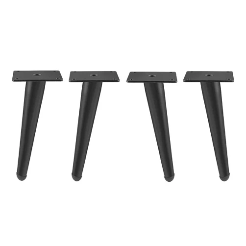 ZZYE Legs for Furniture Round Tapered Furniture Legs 4 pcs Heavy Duty Cabinet Cupboard Table Chair Table Metal Feet, with Mounting Screws,Black, Beveled Tapered Furniture Feet
