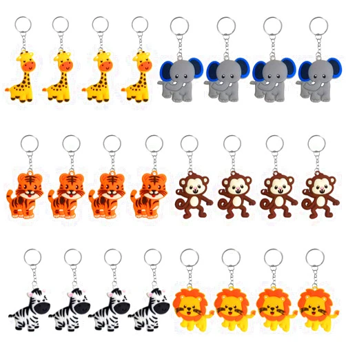 iMagitek 24 Pack Jungle Safari Animal Keychains, Kids Party Bag Fillers, School Carnival Rewards, Jungle Safari Baby Shower Party Favors