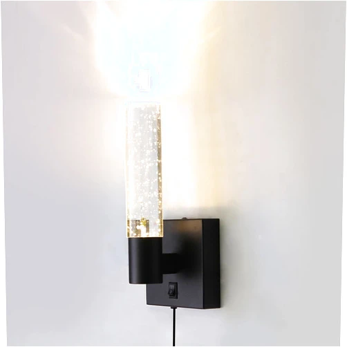 MASIVEL Plug in Wall Sconce Indoor, Crystal Black Wall Sconce with On/Off Switch Button, Bubble Modern Sconce Wall Lighting for Bedroom Bathroom Hallway