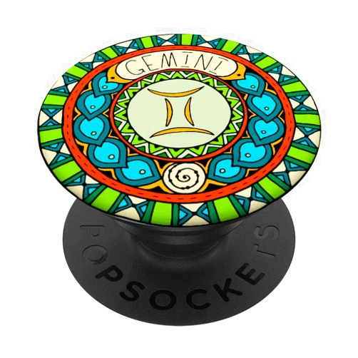 Peter2art Zodiac Sign Astrology Star Birthday Gift Gemini Zodiac Sign Socket Colorful Birth Energy Circle PopSockets PopGrip: Swappable Grip for Phones & Tablets