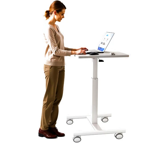 GallopFun Mobile Laptop Standing Desk Adjustable Height, Small Mobile Desk Workstation with Wheels, Portable Rolling Computer Desk Cart for Home Office Classroom (White)