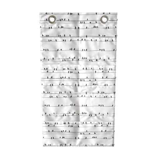 Ambesonne Bird on a Wire Hanging Pocket Organizer, View of Lots of Avian Animal Silhouettes in Monochrome Art, Printed Polyester Storage Bag with Pockets, 21