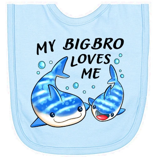 inktastic My Big Bro Loves Me- Whale Shark Newborn Bib
