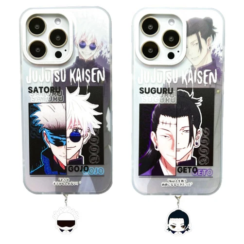 Mamarmot Anime Phone Case Compatible with iPhone 15 Pro, Cartoon Satoru Goj Suguru Geto Figure Soft Phone Case for iPhone 15 Pro Comes with Keychain (Geto, for iPhone 15 Pro)