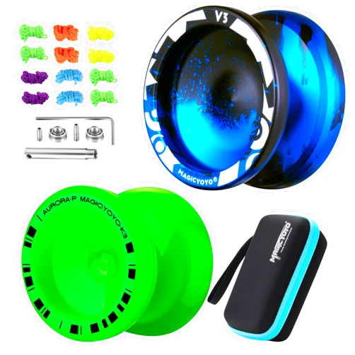 MAGICYOYO V3 & K3 Yoyo Pack, Metal & Plastic Responsive Yoyo for Kids 8-12, Unresponsive Yo Yos for Adults, Pro Yo-yo Pack for Beginners & Advanced Players, Butterfly Yo Yo with Complete Accessory Kit