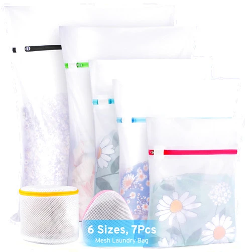 Urezorgear Upgraded 7 Pcs Mesh Laundry Bags for Delicates with Premium Zipper, Lingerie Bags for Washing Delicates, Travel Storage Organize Bag, Clothing Washing Bags for Blouse, Bra, Hosiery, Underwear