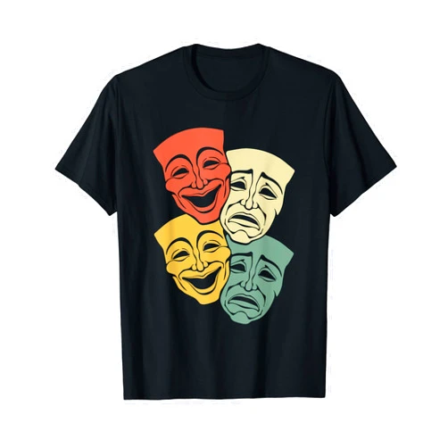 Melpomene And Thalia Retro Vintage Act Theatre Melpomene And Thalia Funny Retro Vintage Broadway Theater T-Shirt
