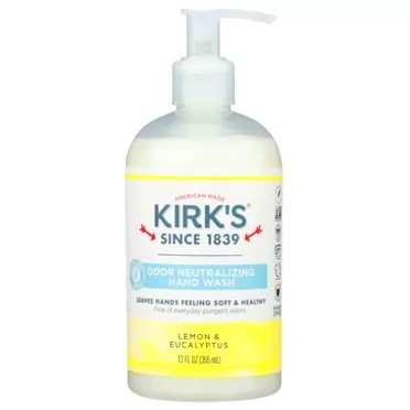 Kirk's Liquid Hand Soap Odor Neutralizing Lemon and Eucalyptus, Non GMO, Natural Formula, Free of Sulfates, Parabens Free, 12 Fluid Ounce (Pack of 1)