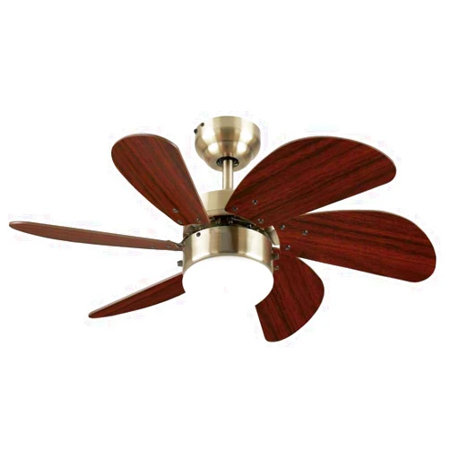 Ciata Lighting Turbo Swirl 30-Inch Ceiling Fan in Antique Brass Finish with Dimmable LED Light Fixture in Opal Frosted Glass with Walnut Blades