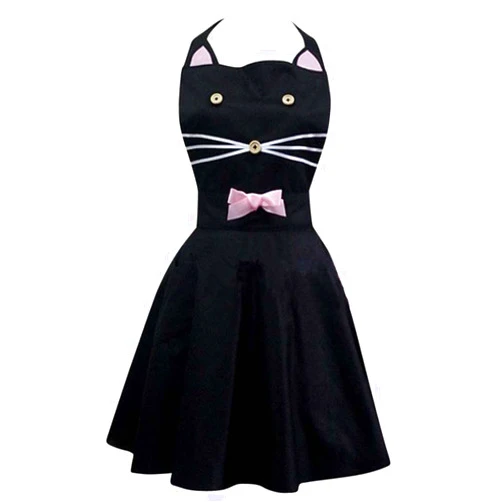 CRB Fashion Womens Ladies For Kitty Black Cat Apron Kitchen Baking Cooking Dress Up Cosplay Anime