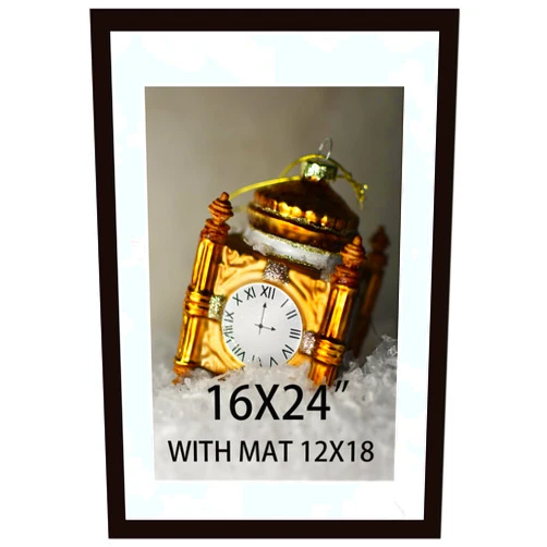 SKAOTUS 16x24 Picture Frame Black Solid Wood for Black Mat 12x18 Wall Mounting Square Poster Frames