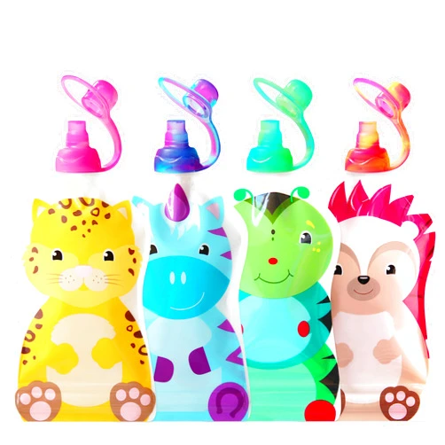ChooMee SoftSip Baby Pouch Tops + SnakPack Reusable Food Pouches | Prevent Spills and Protect Child Mouth, Fill with Baby food, applesauce and other purees | 4 pk 5 oz + 4 SoftSip Swirl Colors