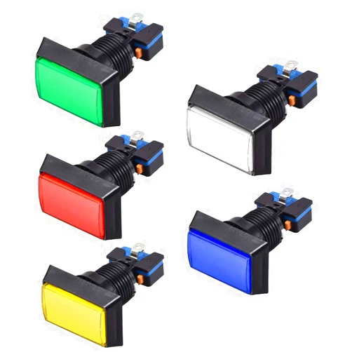uxcell Game Push Button 49x33 Square 12V LED Illuminated Push Button Switch with Micro Switch for Arcade Video Games 5 Colors 5pcs