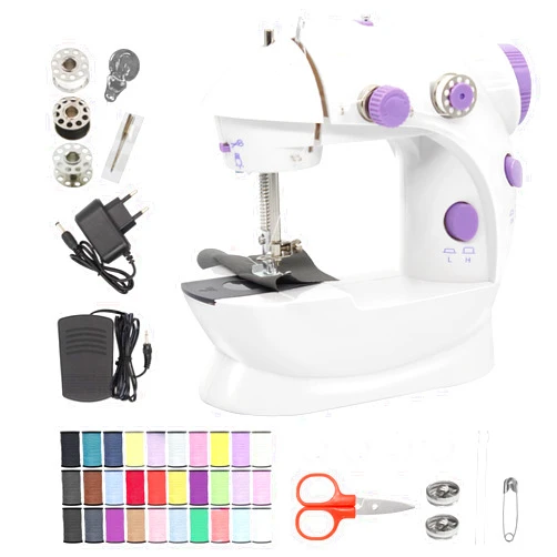Maelifu Mini Sewing Machine for Beginner, Dual Speed Portable Sewing Machine, Small Household Electric Portable Sewing Tool with Sewing Kit for Adults Kids DIY Crafts