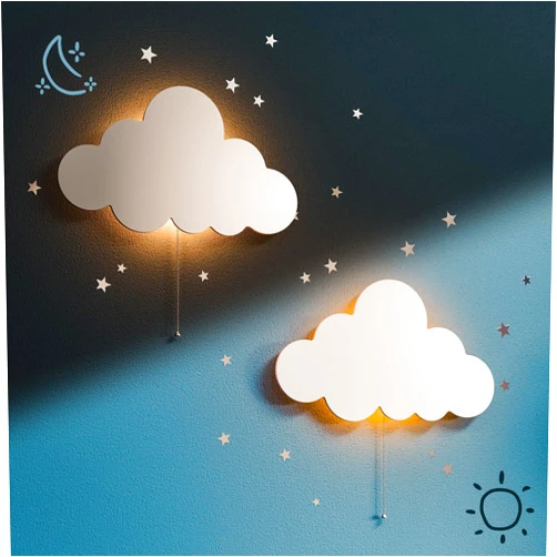 Tip perk 2 Pack Cloud Light - Floating Cloud Wall Lamp for Nursery | Cute Floating Cloud Lamp for Kids Bedroom | Battery-Operated Hanging Cloud Night Lights for Bedroom | Cloud Lamp for Baby Nursery