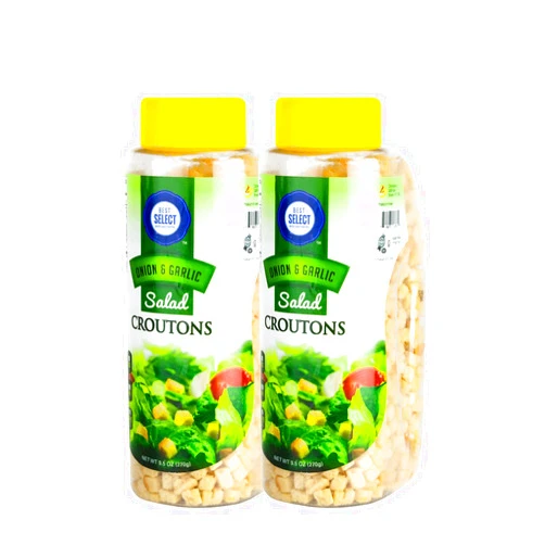 Best Select 15 Oz Onion & Garlic Croutons for Salad Toppings Crunchy & Savory 2 Pack | Kosher Mini Salad Croutons Seasoned for Soups, Stuffing, Snacks & More in Resealable Containers for Freshness