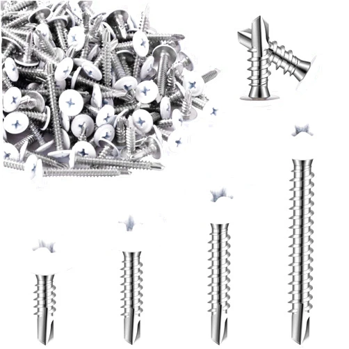 Retainbre 200 Pcs Self Tapping Screws for Metal Tornillos para Metal Pan Head Self Drilling Screws Stainless Steel Self Tapping Screws for Wire Lath to Metal Studs, Wood Work Screw (1/2, 3/4, 1, 1.5in)